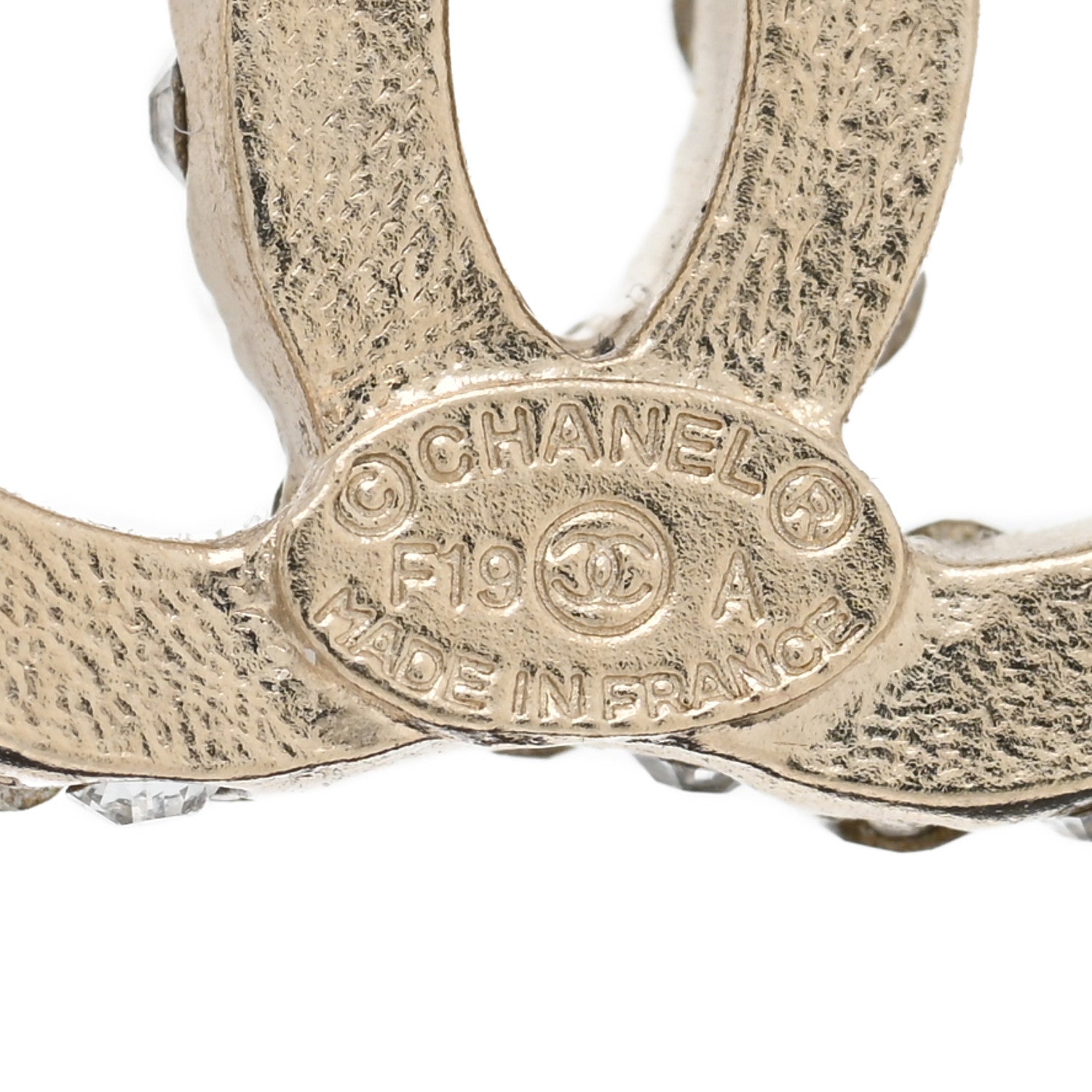 Chanel Crystal Studded CC Earrings Gold 4 of 4