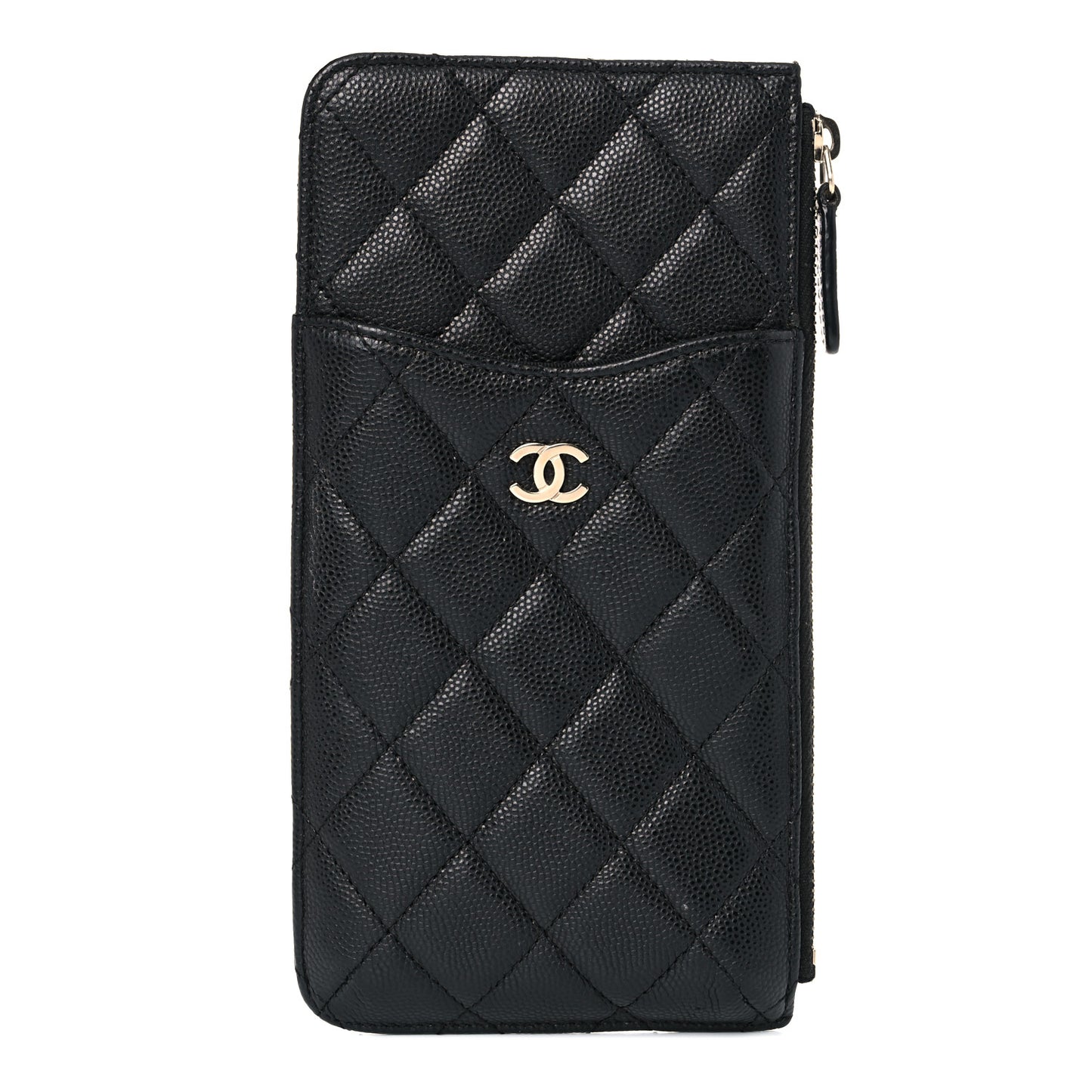 Caviar Quilted Classic Flat Wallet Pouch Black