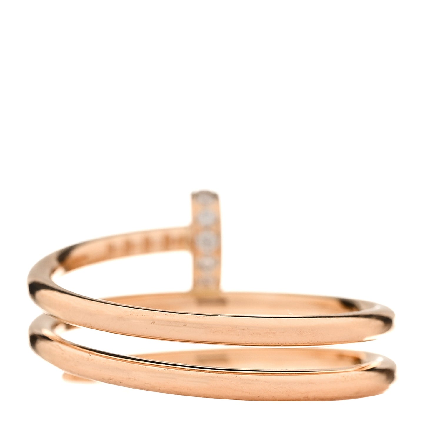 18K Pink Gold Diamond Double Juste Un Clou Ring 54 7