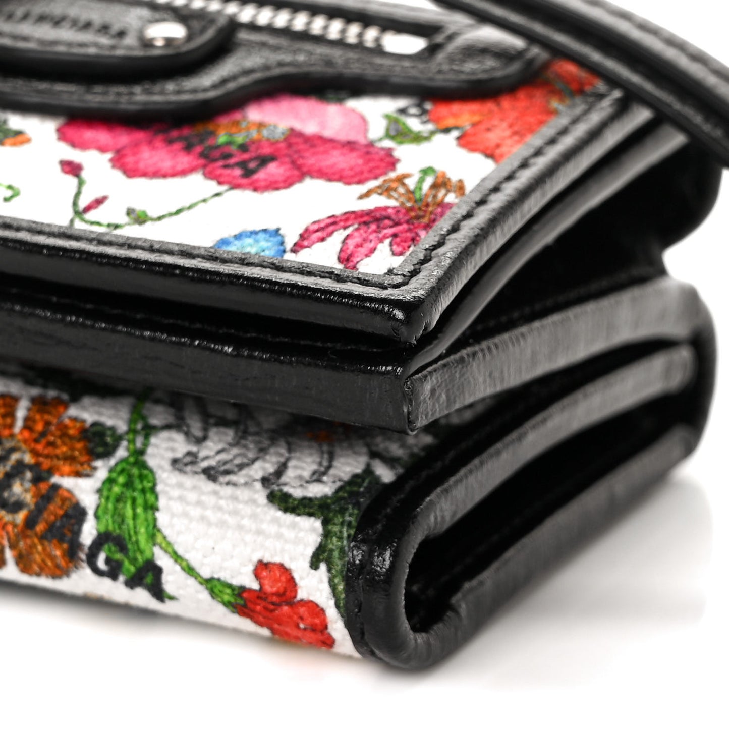 X GUCCI Canvas Azalea Calfskin Flora Logo Print Neo Classic Wallet White Multicolor Black