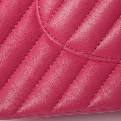 Chanel Lambskin Chevron Quilted Medium Double Flap Pink 12 of 18