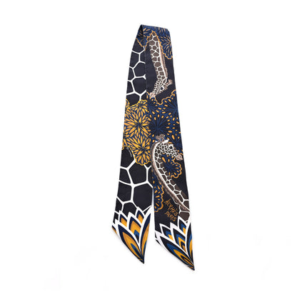 Hermes Silk Three Graces Twilly Black Gold Taupe 3 of 8