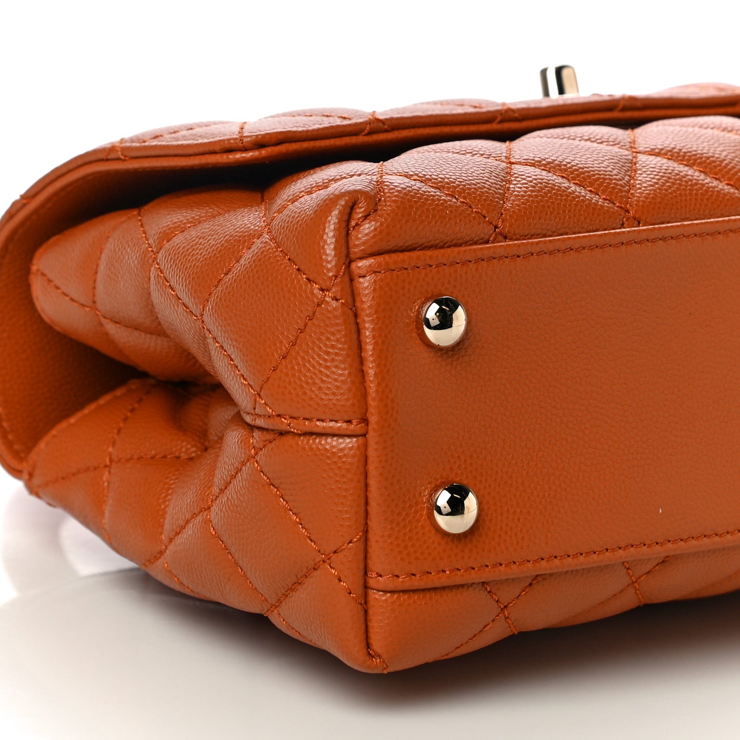 Caviar Quilted Mini Coco Handle Flap Light Brown