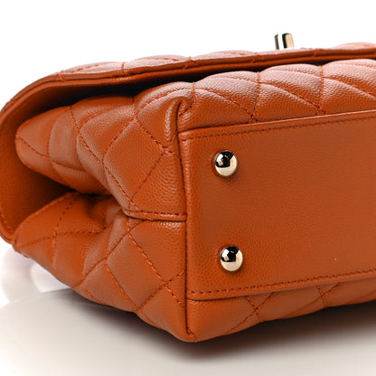 Chanel Caviar Quilted Mini Coco Handle Flap Light Brown 9 of 10