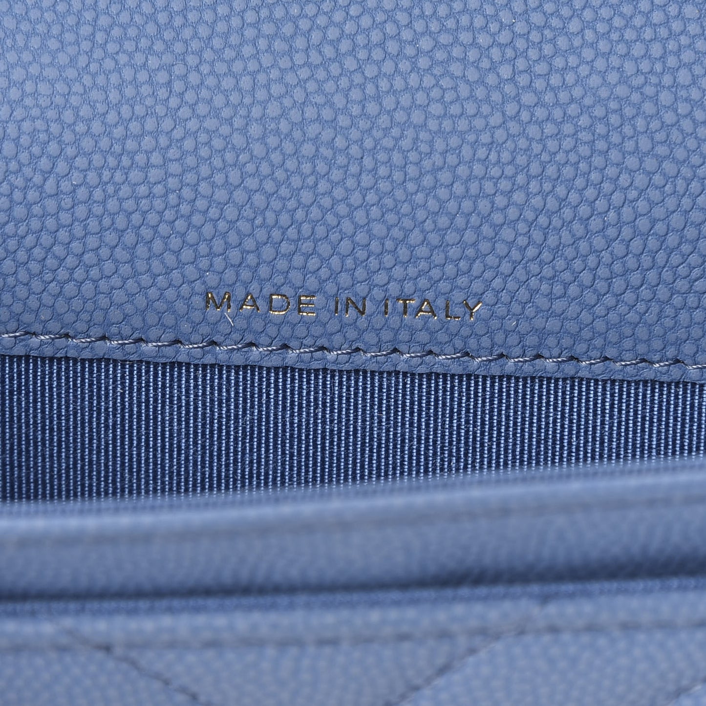 Caviar Chevron Quilted Flap Card Holder Blue