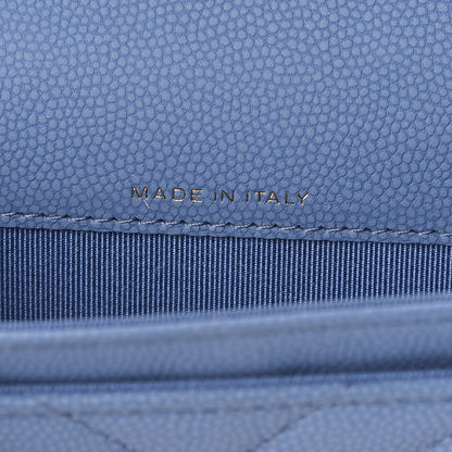 Chanel Caviar Chevron Quilted Flap Card Holder Blue 7 of 9
