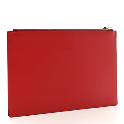 Gucci Calfskin GG Supreme Monogram Embroidered Rainbow Love Zip Pouch Red 3 of 8