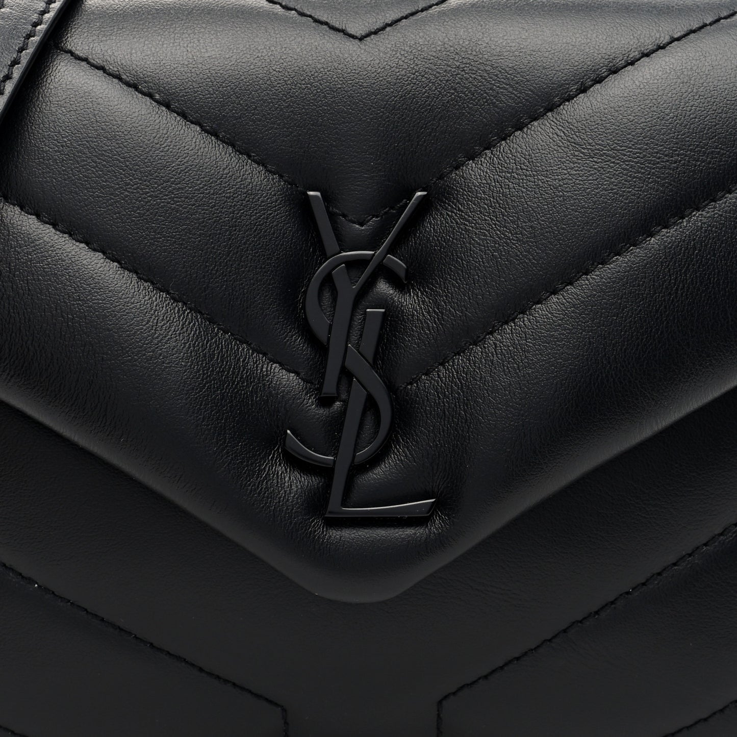 Calfskin Y Quilted Monogram Monochrome Toy Loulou Crossbody Bag Black