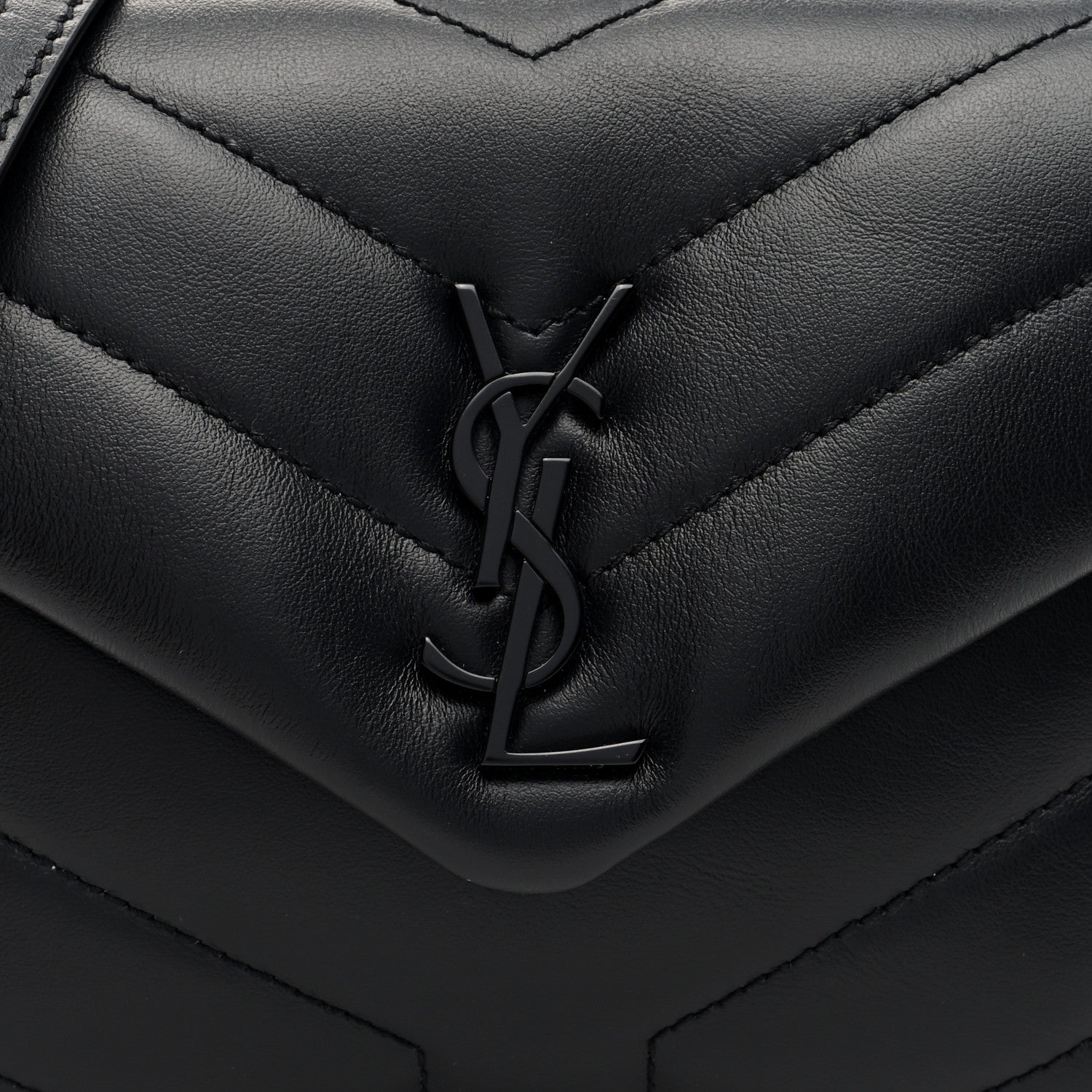 Saint Laurent Calfskin Y Quilted Monogram Monochrome Toy Loulou Crossbody Bag Black 7 of 9
