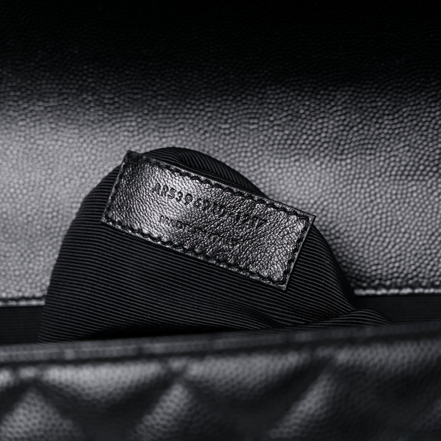 Grain De Poudre Textured Mixed Matelasse Large Triquilt Monogram Monochrome Satchel Black