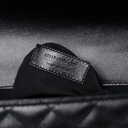 Saint Laurent Grain De Poudre Textured Mixed Matelasse Large Triquilt Monogram Monochrome Satchel Black 6 of 10