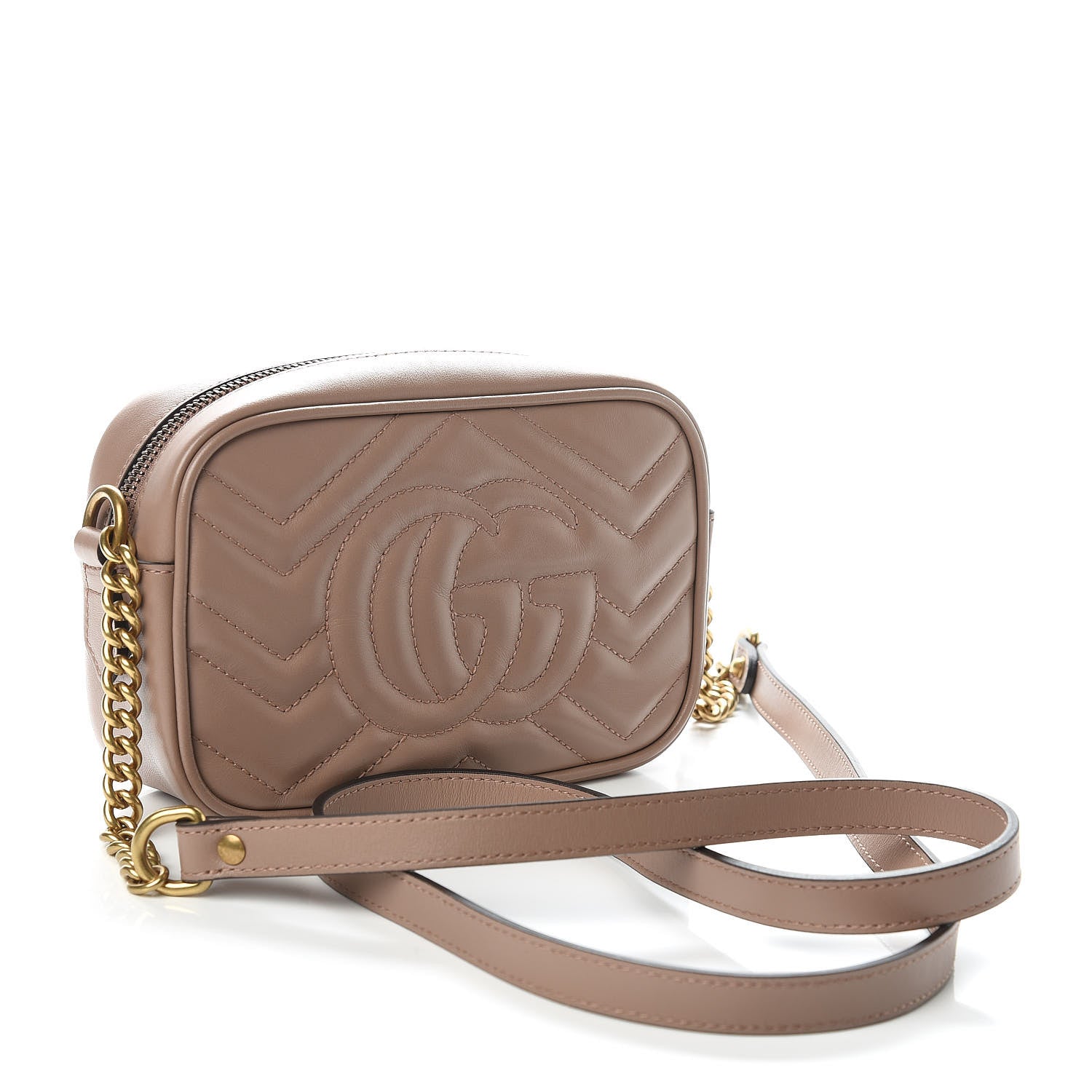 Gucci Calfskin Matelasse Mini GG Marmont Chain Shoulder Bag Porcelain Rose 3 of 10