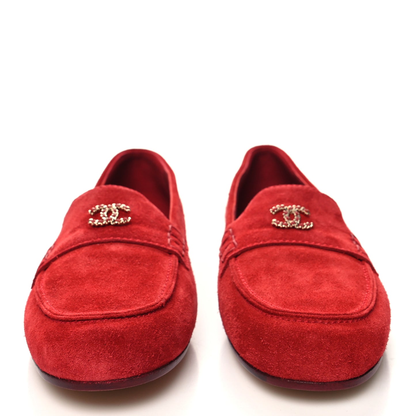 Suede CC Chain Mocassin Loafers 41 Red