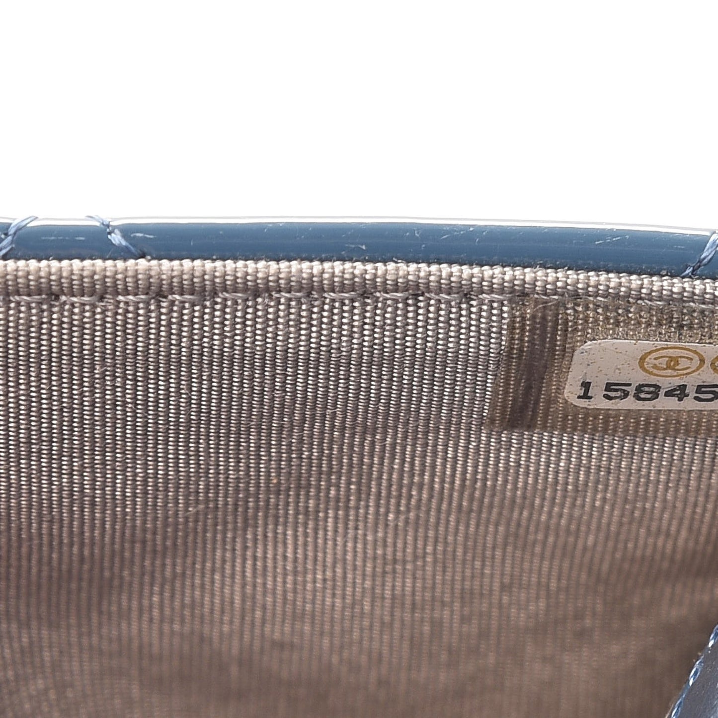 Patent Quilted Brilliant Wallet On Chain WOC Blue