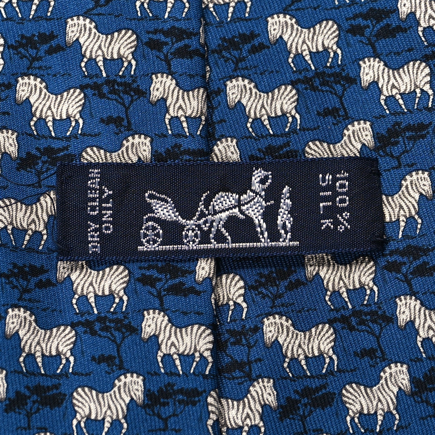 Hermes Printed Silk Mens Neck Tie Bleu 5 of 6