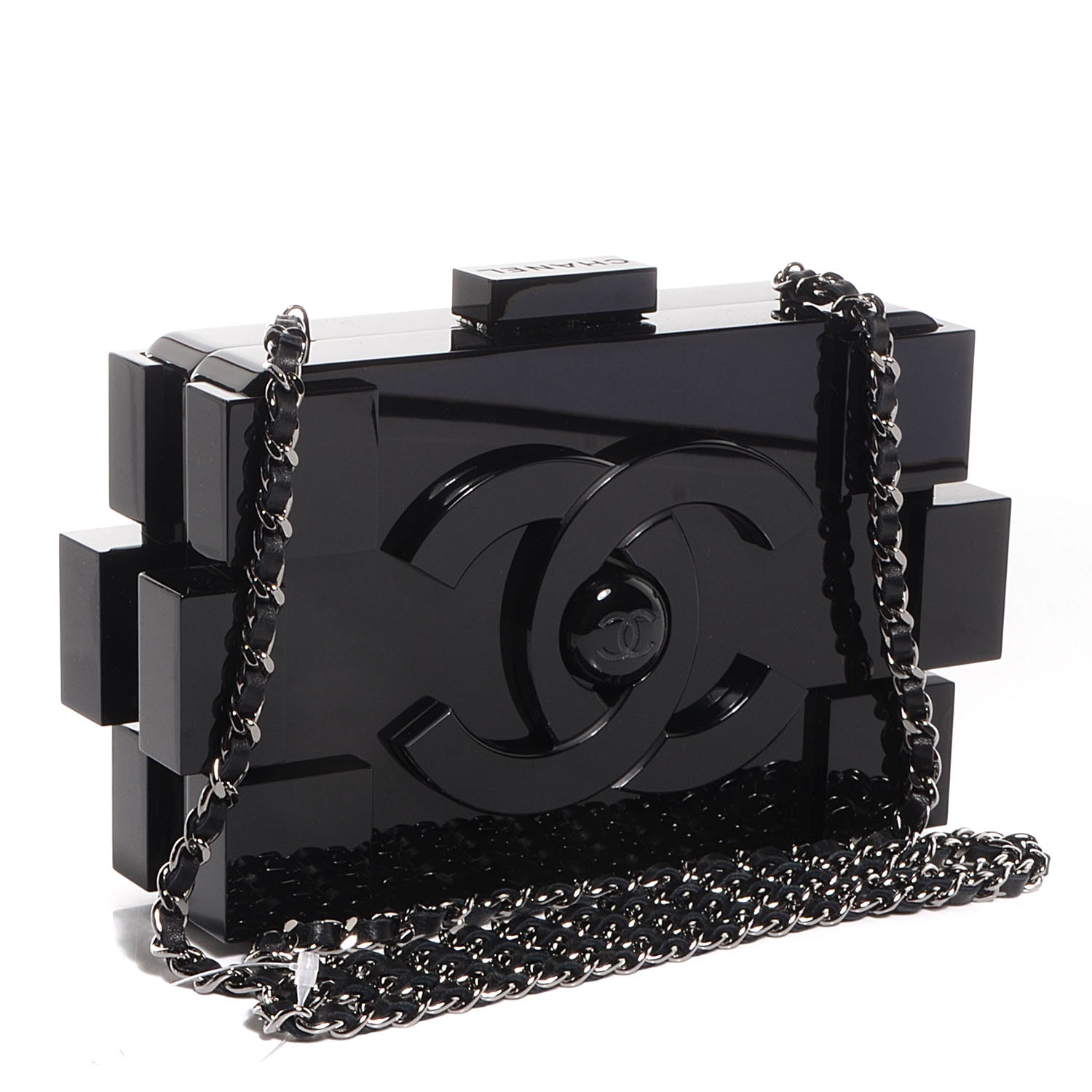 Chanel Plexiglass Barcode Boy Brick Lego Clutch Black 3 of 10