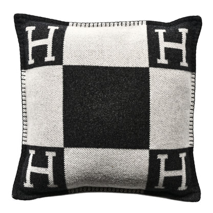 Hermes Wool Cashmere Avalon Pillow PM Ecru Gris Fonce 1 of 3