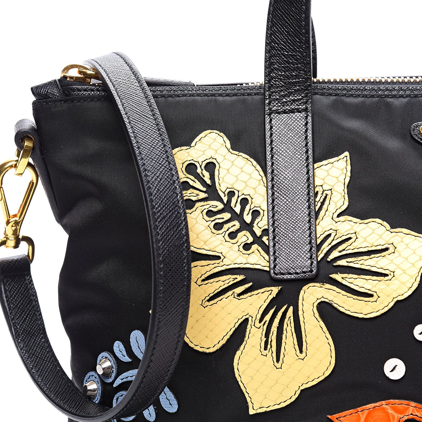 Nylon Tessuto Hawaii Tote Bag Black