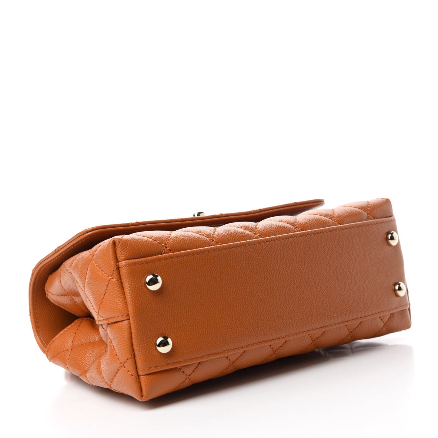 Caviar Quilted Mini Coco Handle Flap Light Brown