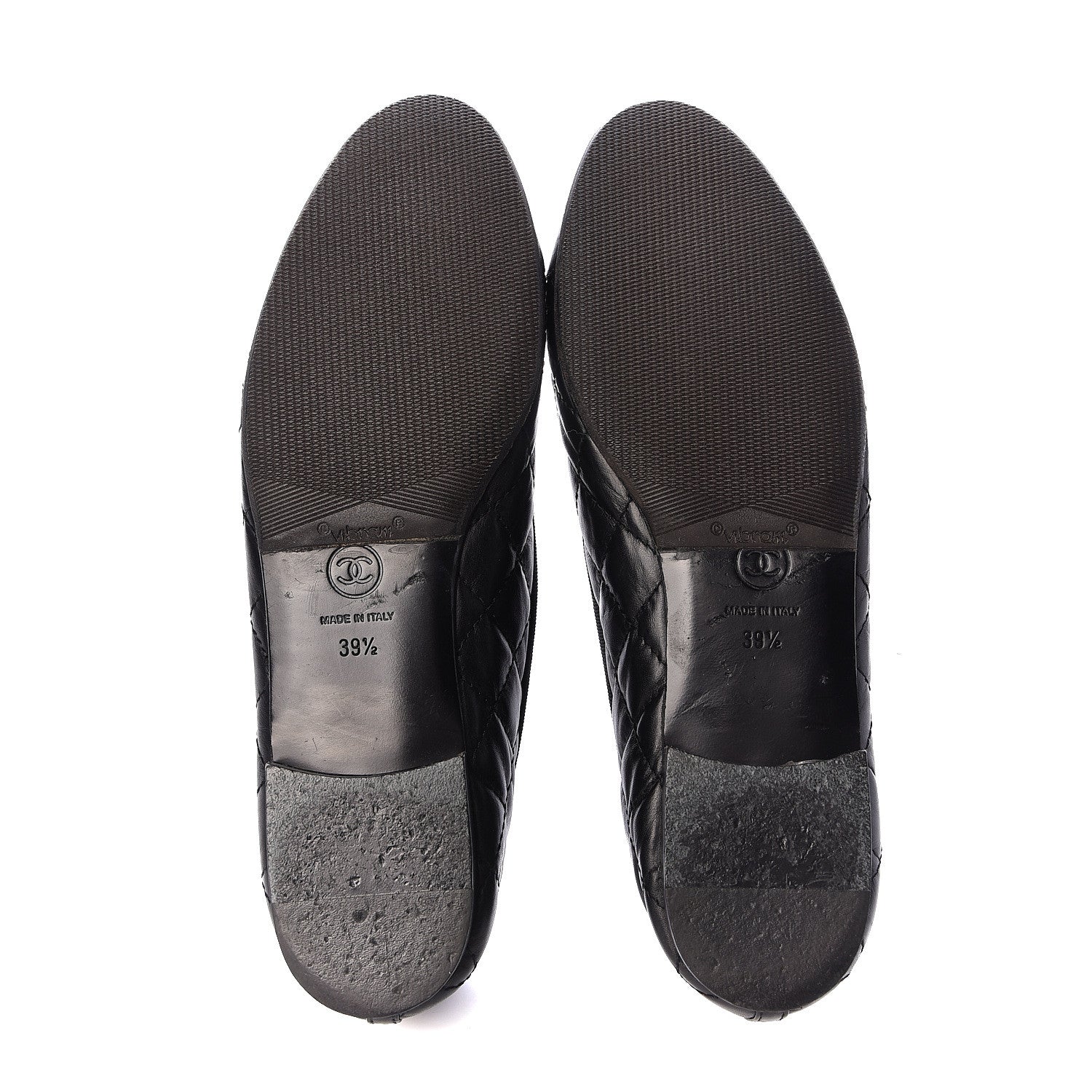 Chanel Aged Calfskin Quilted Cap Toe Ballerina Flats 39.5 Black 6 of 15