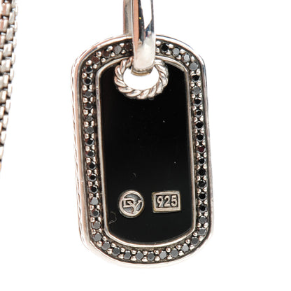David Yurman Sterling Silver Black Onyx Black Diamond Small Dog Tag Necklace 5 of 5