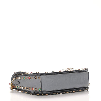 Valentino Garavani Pebbled Calfskin Medium Rockstud Rolling Flap Saddle Bag Light Stone 4 of 11