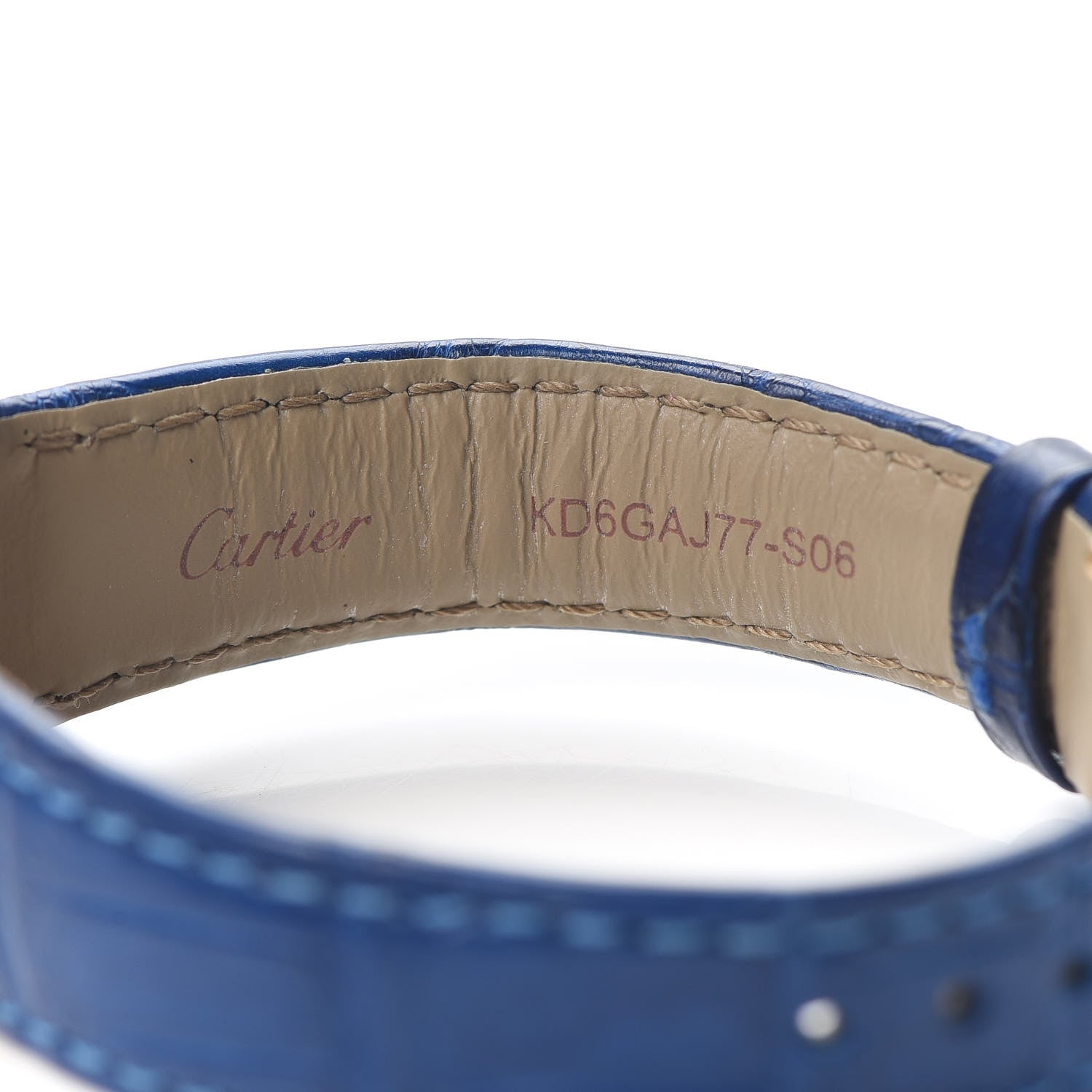 Cartier 18K Yellow Gold Alligator 20mm Tank Louis Quartz Watch Blue 8 of 9