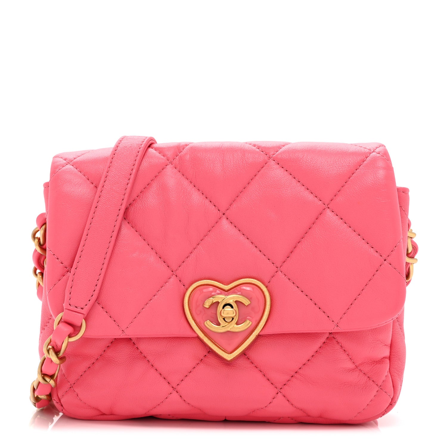 Chanel Lambskin Plexiglass Quilted Coco Love Mini Flap Pink 1 of 10