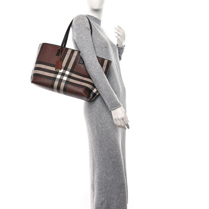 Burberry E-Canvas Check Medium Soft TB Tote Dark Birch Brown 3 of 8