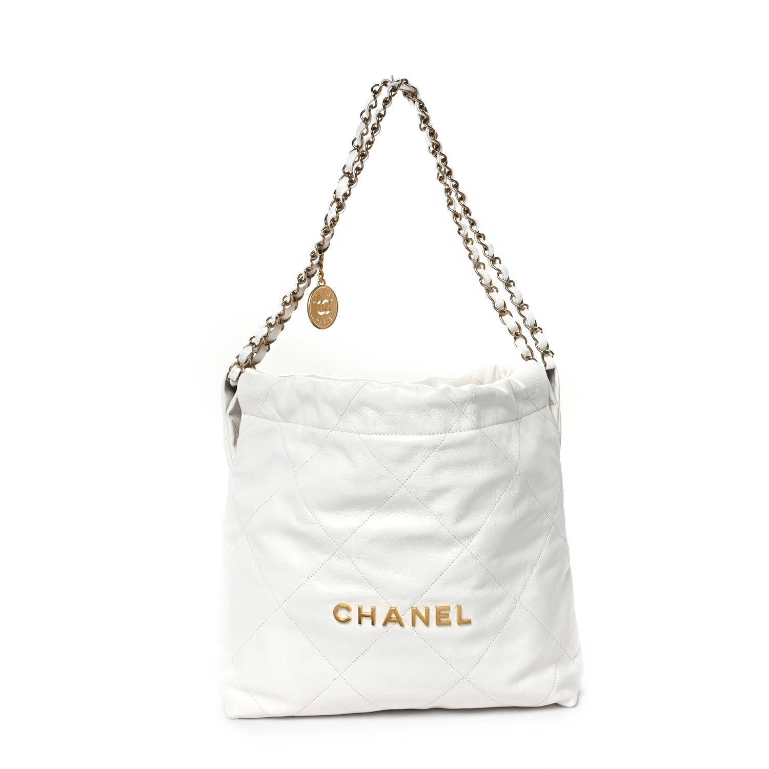 Chanel Shiny Calfskin Quilted Small Chanel 22 White 1 of 13