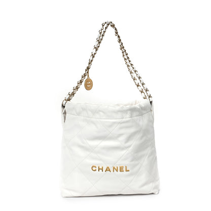 Chanel Shiny Calfskin Quilted Small Chanel 22 White 1 of 13