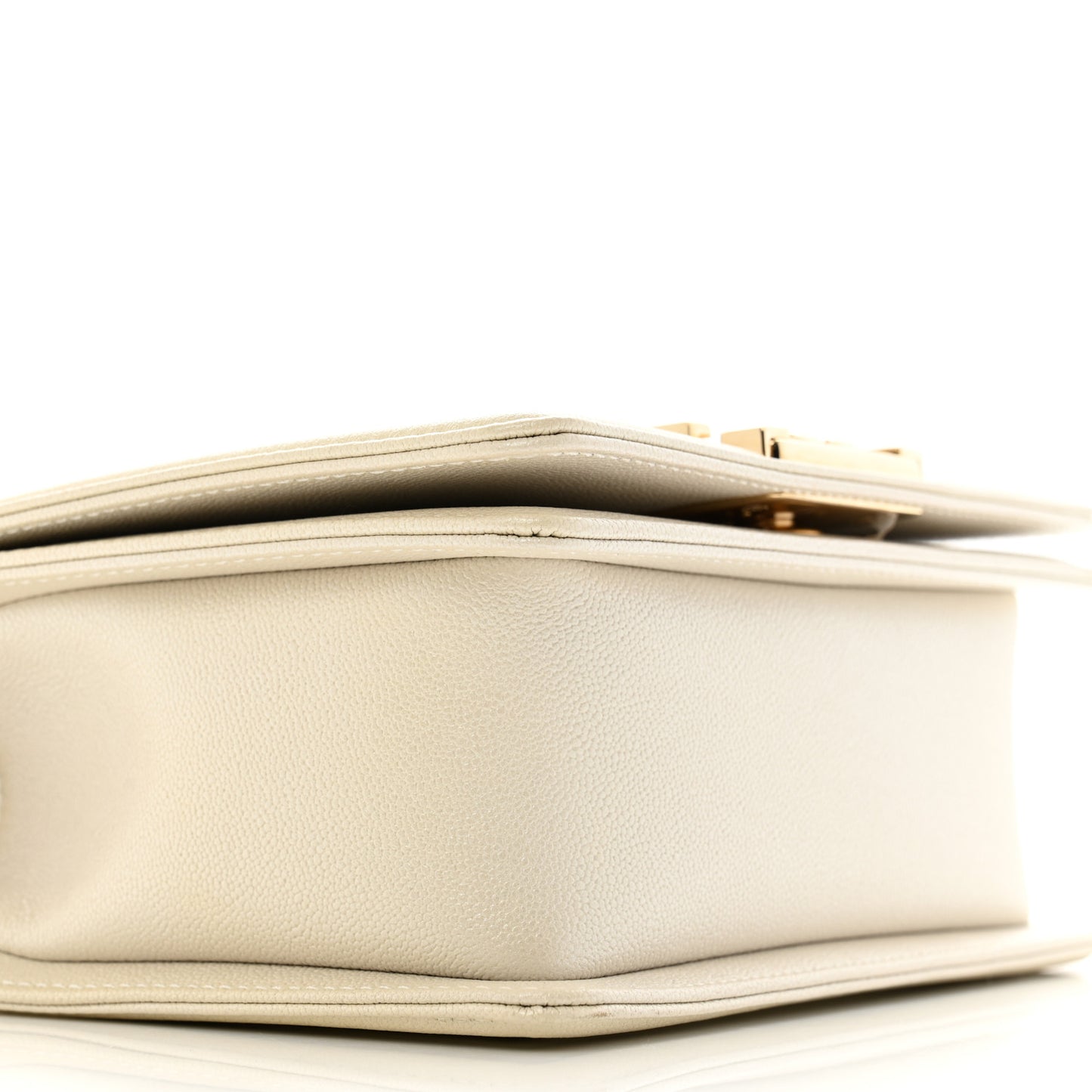 Iridescent Caviar Mini Boy Flap White