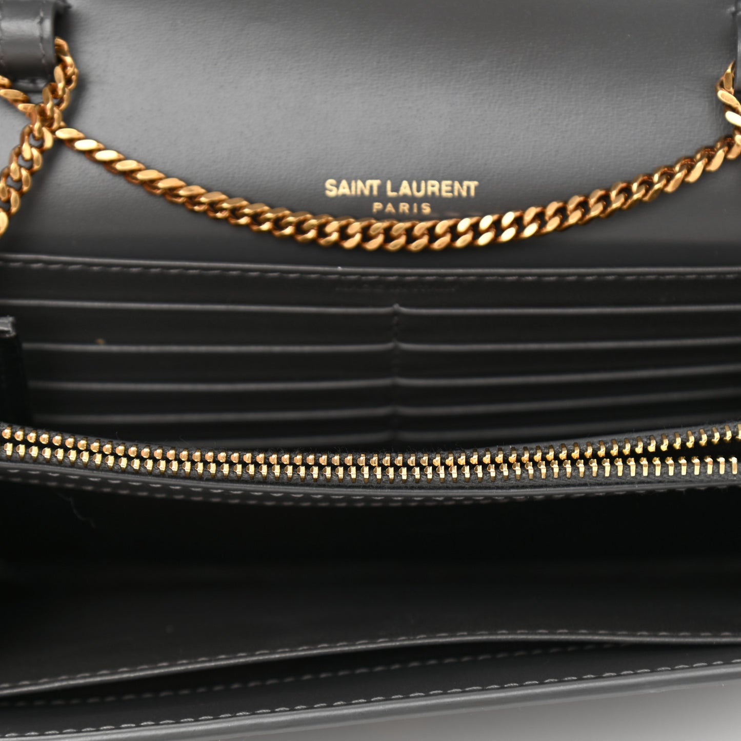 Glossy Calfskin Monogram Chain Wallet Storm