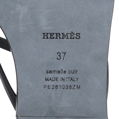 Hermes Calfskin Miss Sandals 37 Black 8 of 8