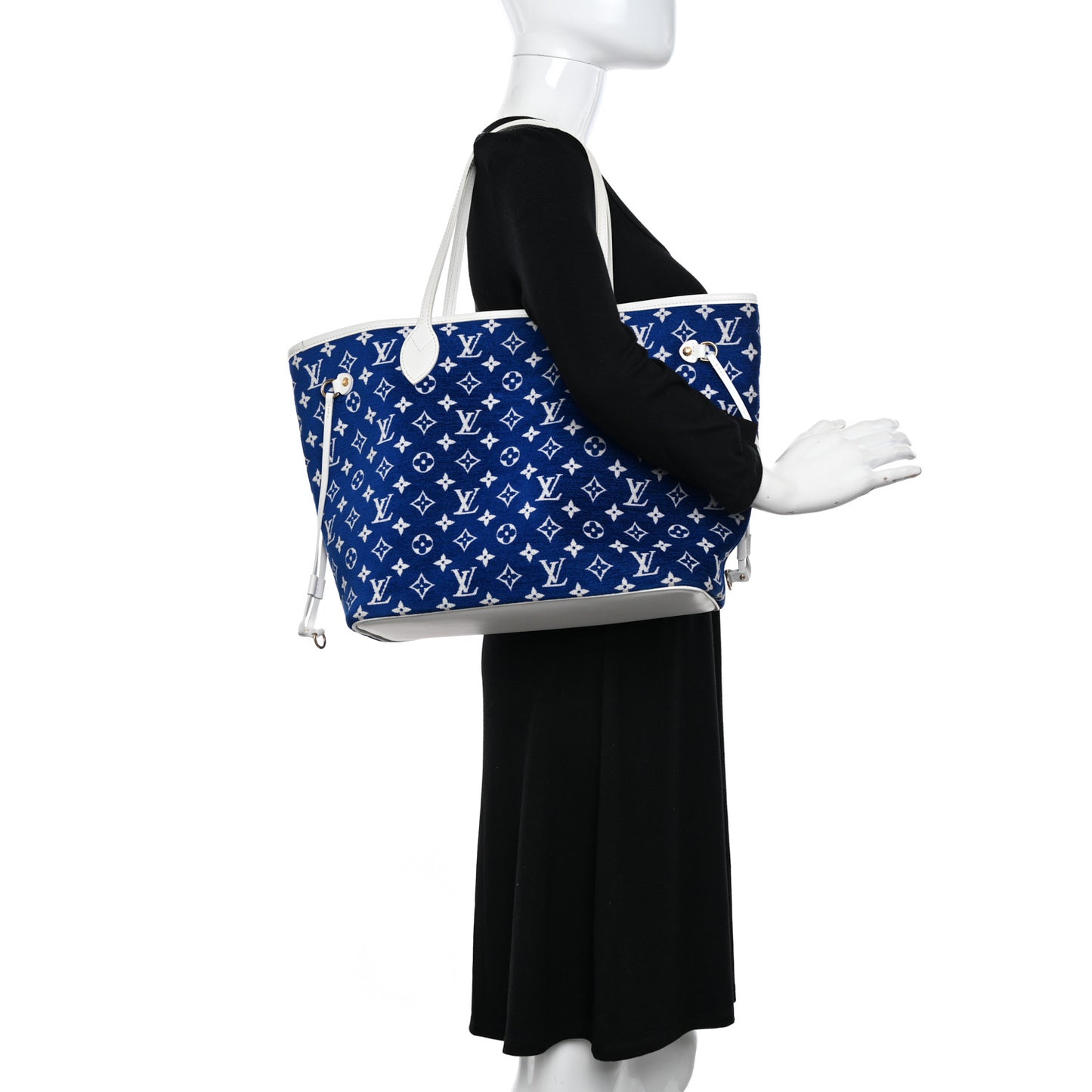 Jacquard Velvet Monogram LV Match Neverfull MM Bleu