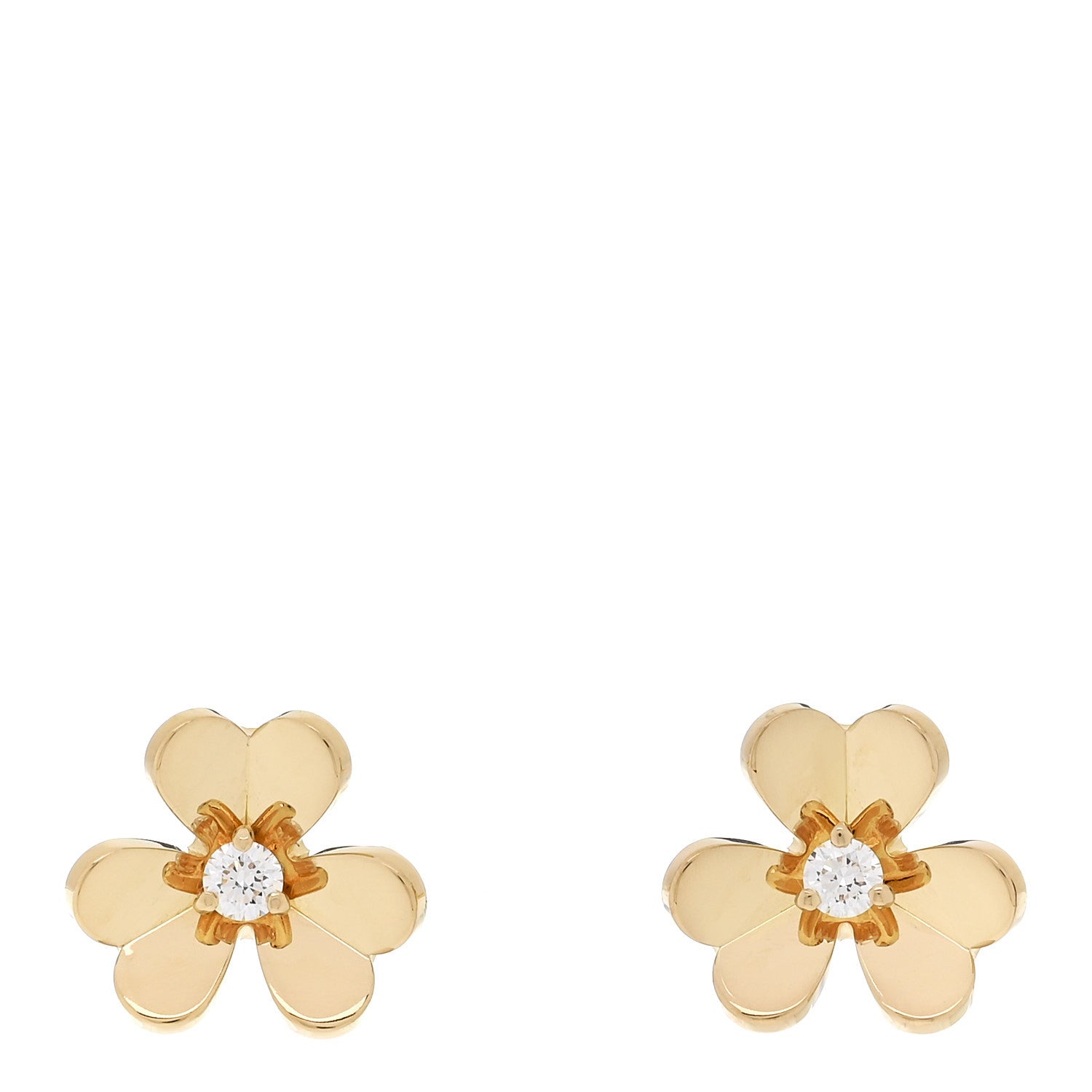 Van Cleef & Arpels 18K Yellow Gold Diamond Mini Frivole Earrings 1 of 5