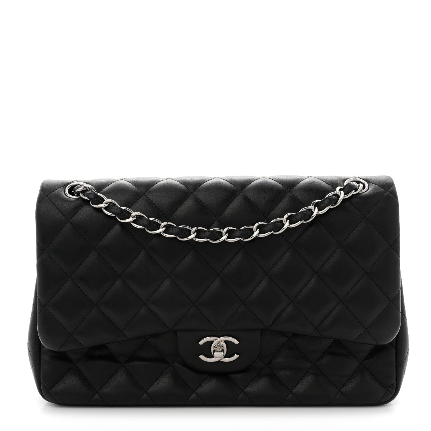 Chanel Lambskin Quilted Jumbo Double Flap Black 1 of 11