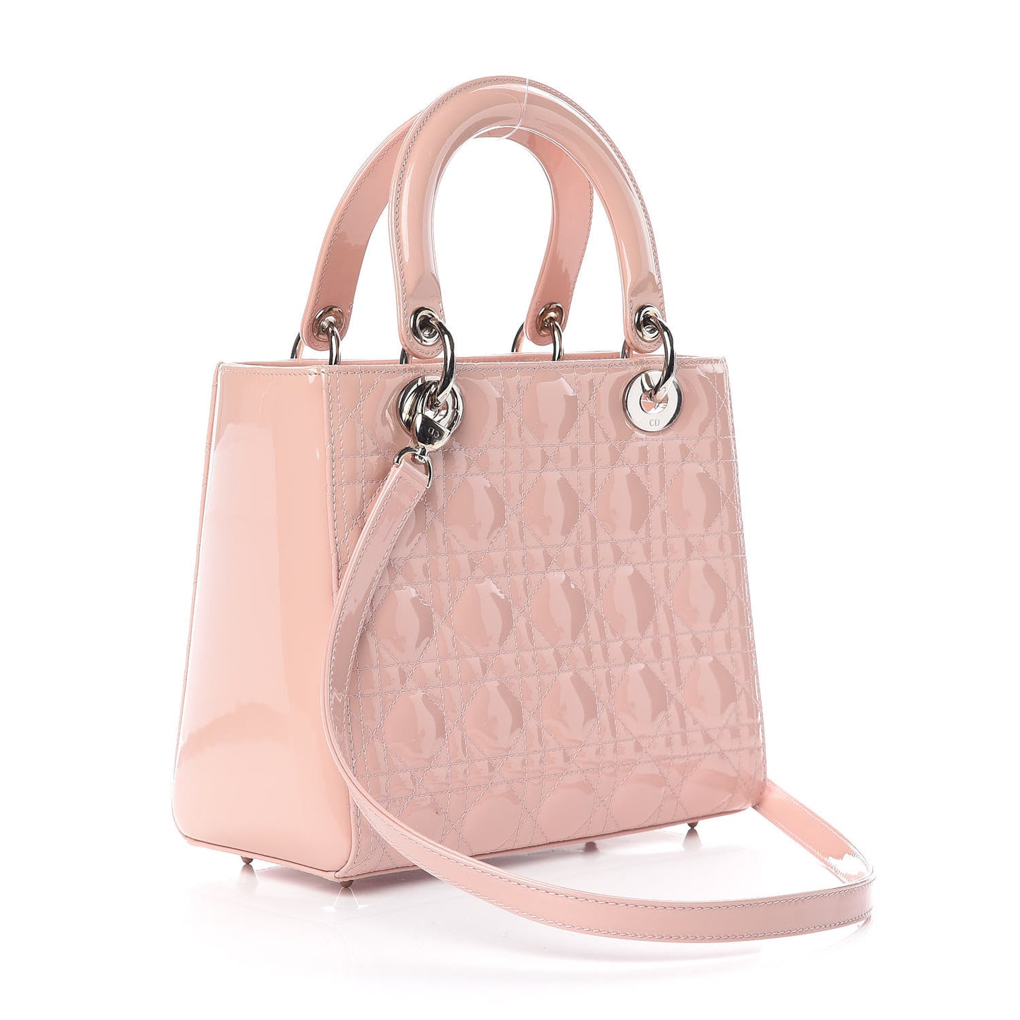 Patent Cannage Medium Lady Dior Rose Clair