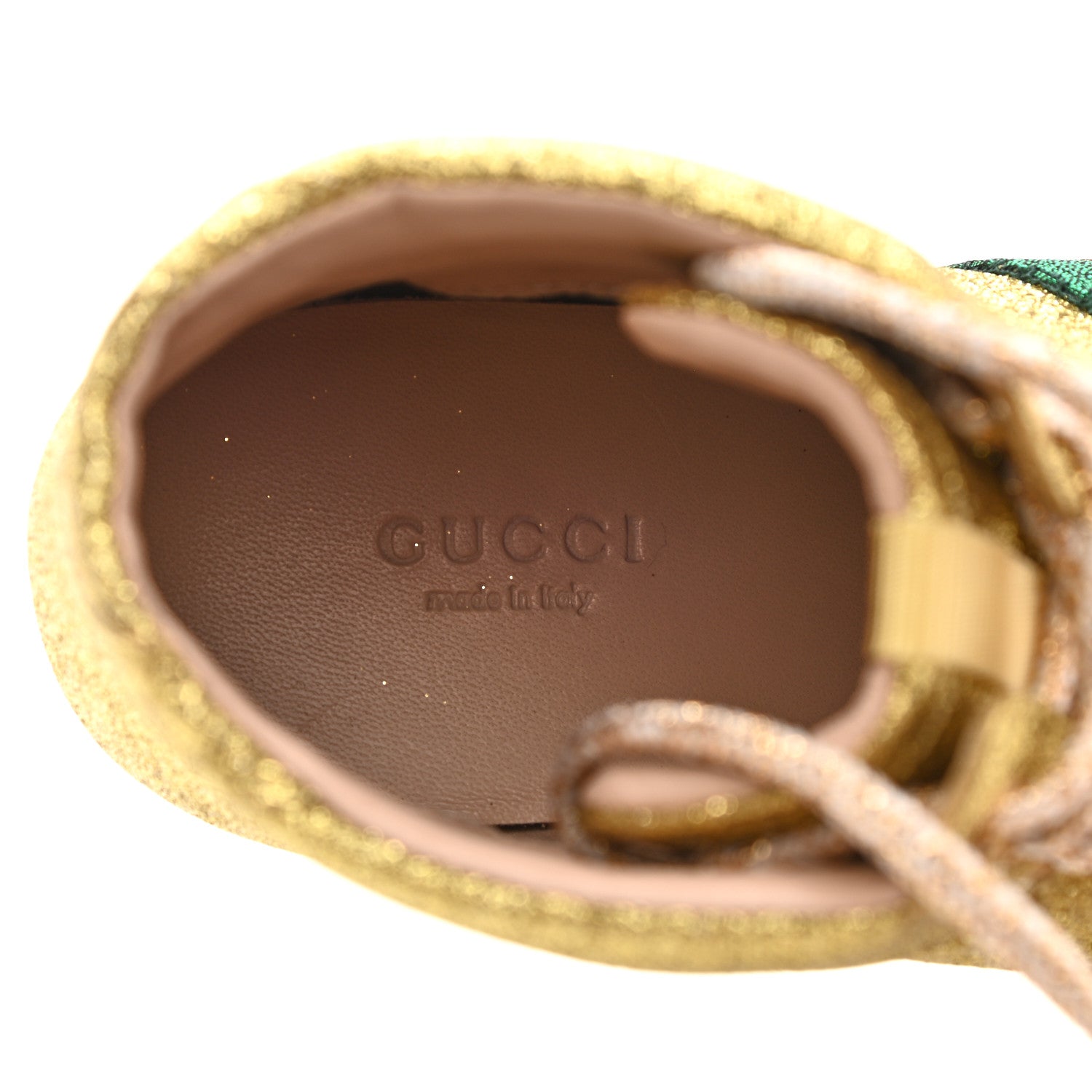Gucci Glitter Web New Bright High Top Sneakers 37.5 Oro 6 of 7