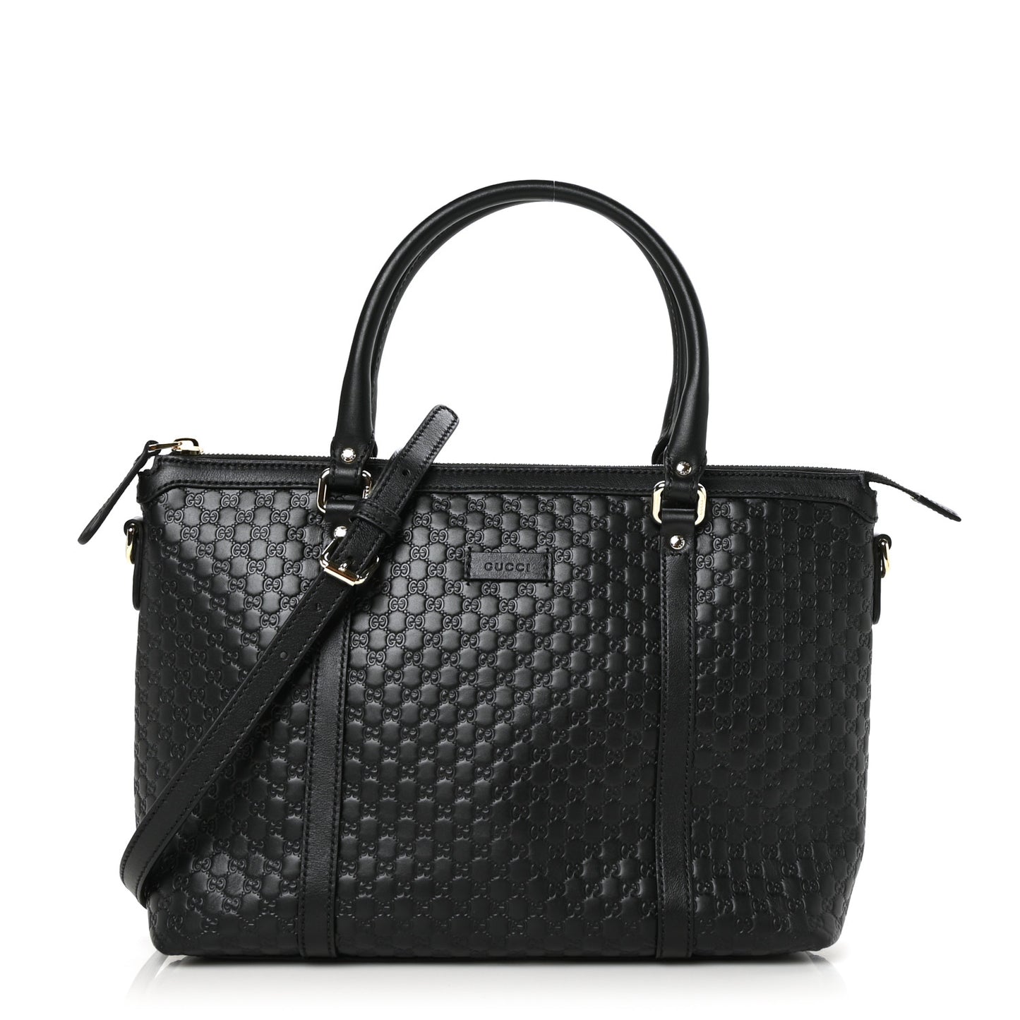 Soft Microguccissima Small Zippered Satchel Black