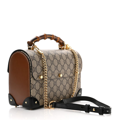 Gucci GG Supreme Monogram Small Padlock Bamboo Shoulder Bag Beige Black Cuir 3 of 10