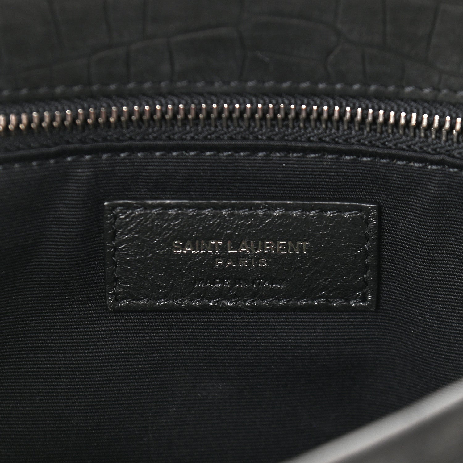 Saint Laurent Nubuck Crocodile Embossed Monogram Medium Niki Chain Satchel Black 6 of 9