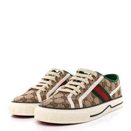 Gucci GG Monogram Web Womens 1977 Tennis Sneakers 38.5 Beige Ebony Mystic White 3 of 13