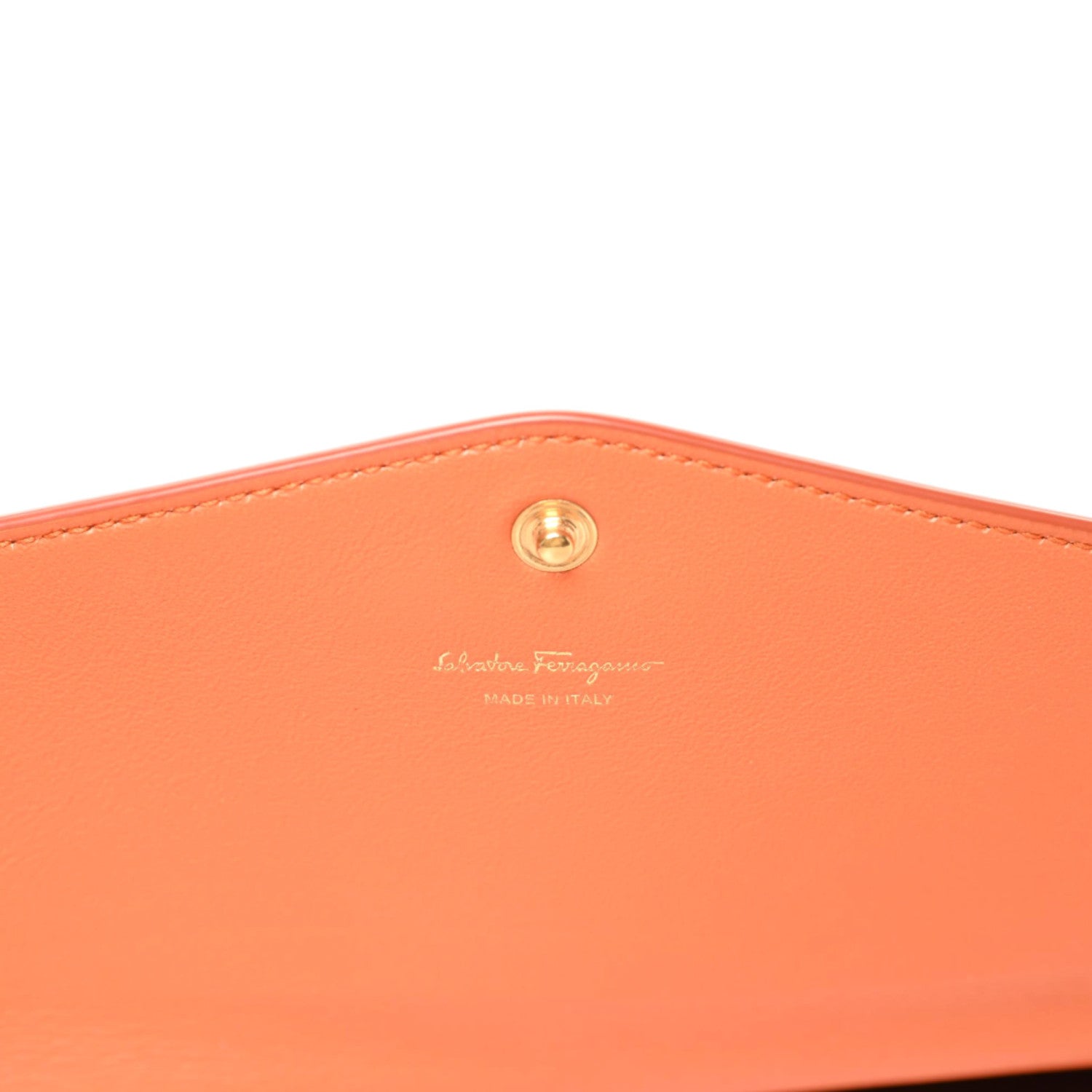 Salvatore Ferragamo Printed Calfskin Gancio Envelope Clutch Orange 9 of 10