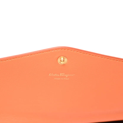 Salvatore Ferragamo Printed Calfskin Gancio Envelope Clutch Orange 9 of 10