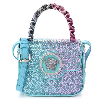 Versace Satin Crystal Studded Mini La Medusa Bag Blue 1 of 11