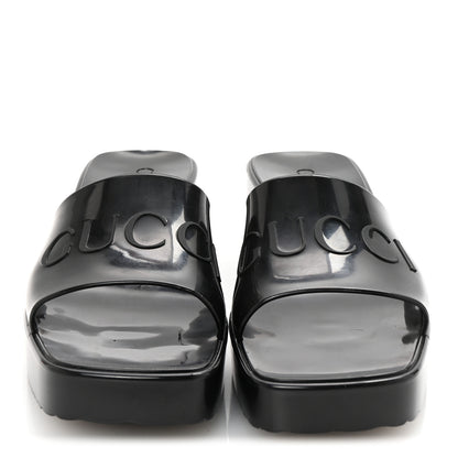 Gucci Rubber Gucci Logo Womens Platform 20/60mm Slide Sandals 36 Black 3 of 10