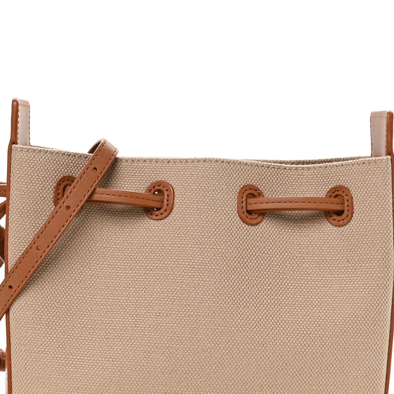 Saint Laurent Canvas Calfskin Small Bucket Bag  Desert Dust Brick 9 of 11