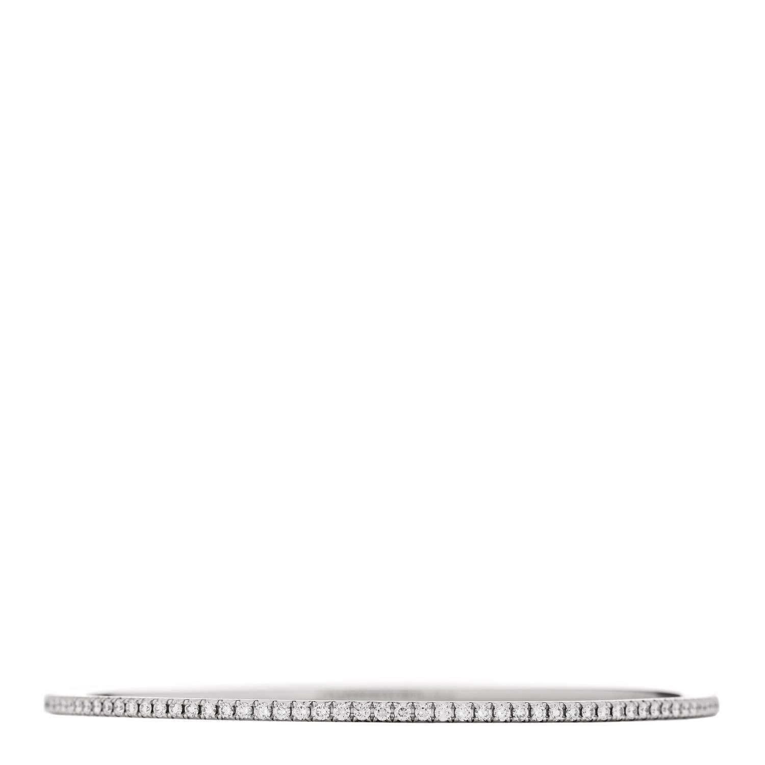 Tiffany 18K White Gold Diamond Metro Pave Bangle Bracelet 1 of 4
