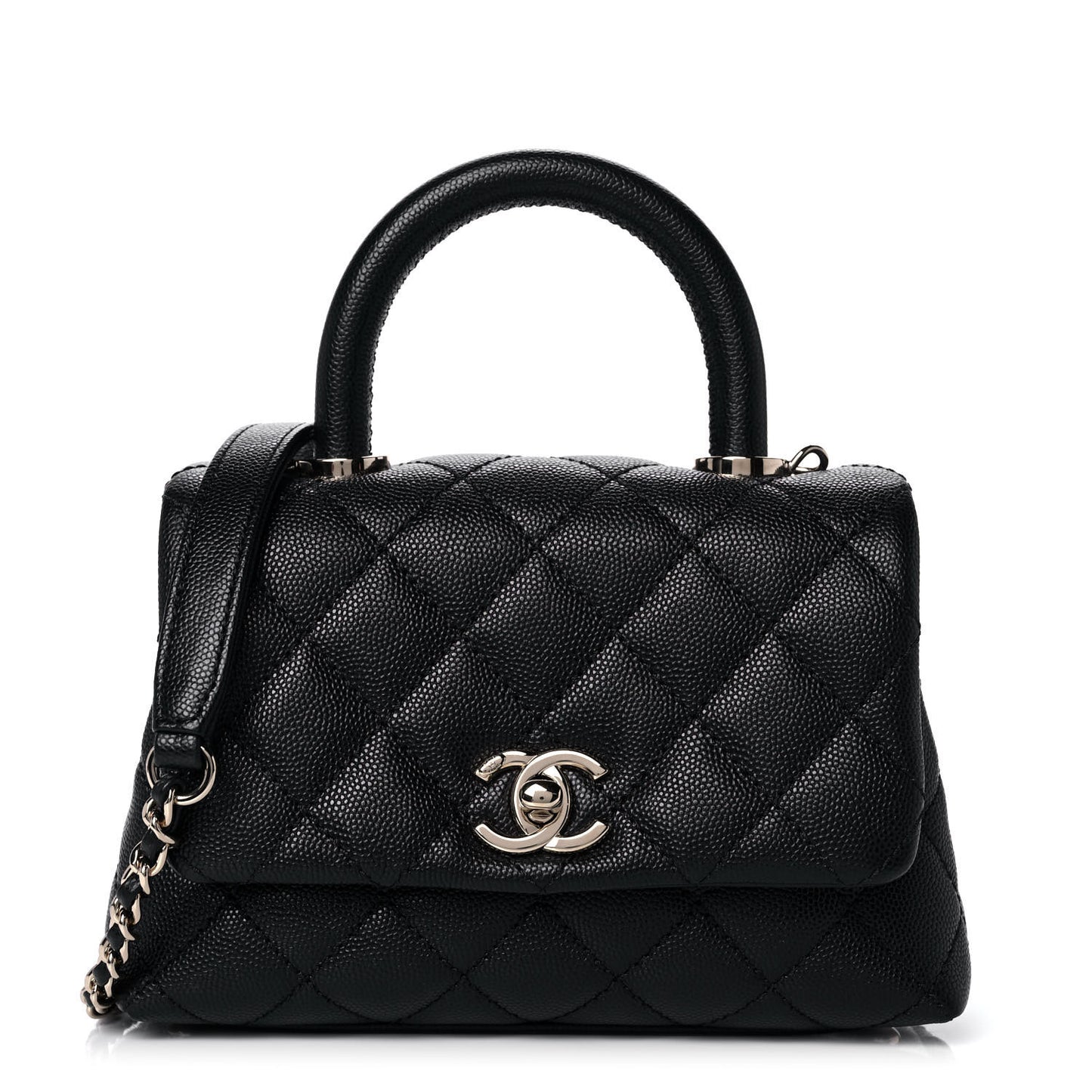 Caviar Quilted Extra Mini Coco Handle Flap Black